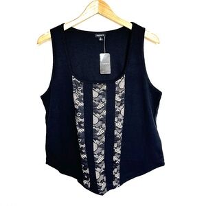 Torrid Square Neck Lace Pullover Corset Tank Top -2X- Black Sleeveless Goth Punk